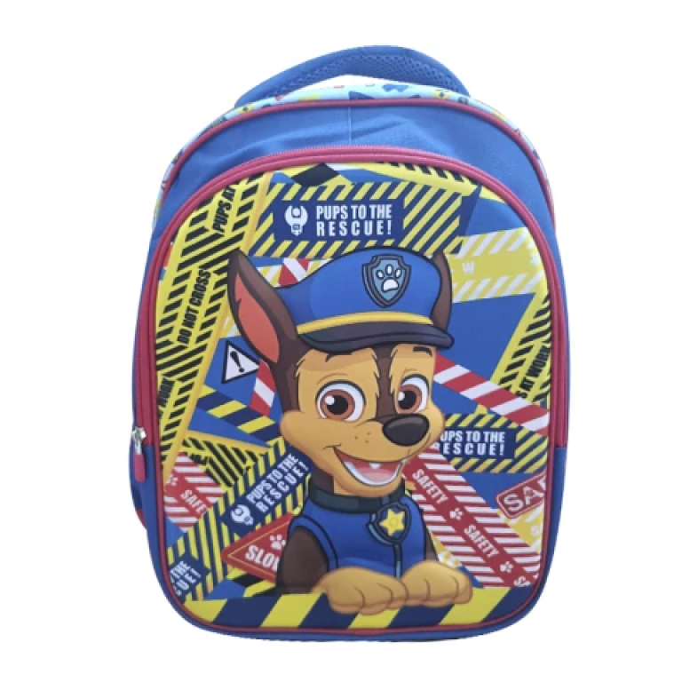 Mochila Infantil 3D Tafeta Grande 40 x 30 cm - PAW PATROL CHASE AZUL