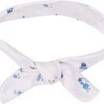 Vincha Bebe Adaptable - Blanco con Flores Celeste