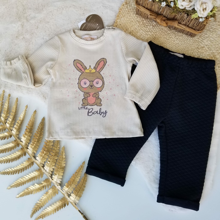 Conjunto Coneja - Remera Acanalada y Pantalon Capitoneado